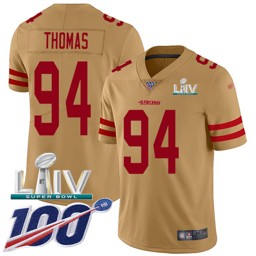 Nike 49ers #94 Solomon Thomas Gold Super Bowl LIV 2020 Youth Stitched NFL Limited Inverted Legend 100th Season Jersey Nike 49ers #94 Solomon Thomas Gold Super Bowl LIV 2020 Youth Stitched NFL Limited Inverted Legend 100th Season Jersey