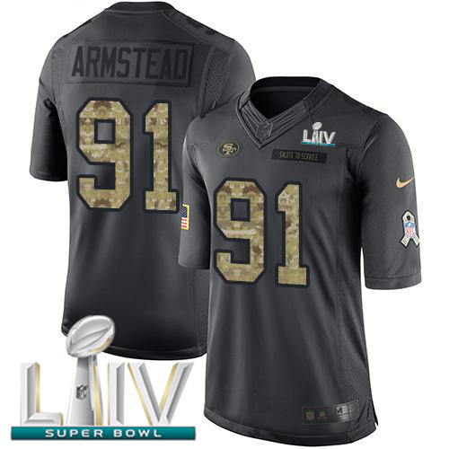 Nike 49ers #91 Arik Armstead Black Super Bowl LIV 2020 Youth Stitched NFL Limited 2016 Salute to Service Jersey Nike 49ers #91 Arik Armstead Black Super Bowl LIV 2020 Youth Stitched NFL Limited 2016 Salute to Service Jersey