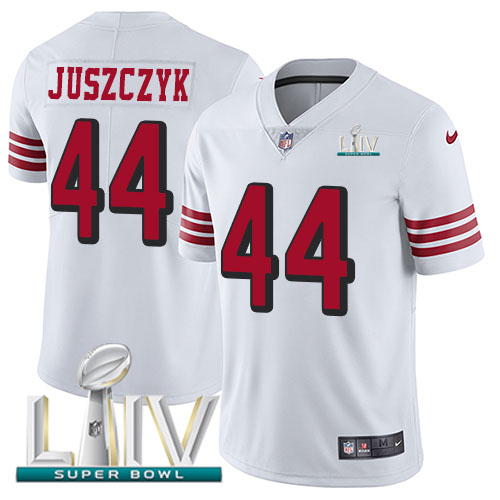 Nike 49ers #44 Kyle Juszczyk White Super Bowl LIV 2020 Rush Youth Stitched NFL Vapor Untouchable Limited Jersey Nike 49ers #44 Kyle Juszczyk White Super Bowl LIV 2020 Rush Youth Stitched NFL Vapor Untouchable Limited Jersey