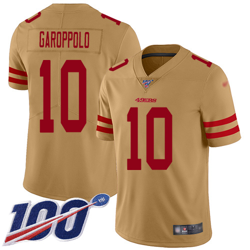 Nike 49ers #10 Jimmy Garoppolo Gold Youth Stitched NFL Limited Inverted Legend 100th Season Jersey Nike 49ers #10 Jimmy Garoppolo Gold Youth Stitched NFL Limited Inverted Legend 100th Season Jersey