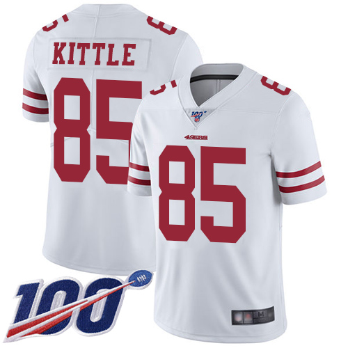 Nike 49ers #85 George Kittle White Youth Stitched NFL 100th Season Vapor Limited Jersey Nike 49ers #85 George Kittle White Youth Stitched NFL 100th Season Vapor Limited Jersey