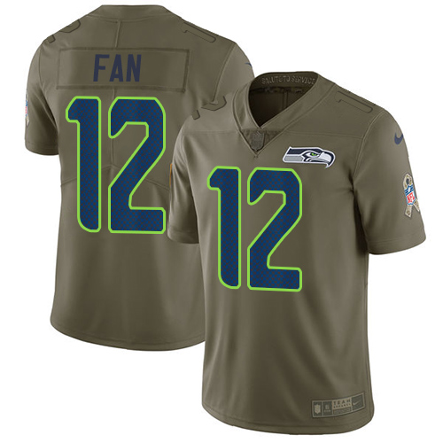 Nike Seahawks #12 Fan Olive Youth Stitched NFL Limited 2017 Salute to Service Jersey Nike Seahawks #12 Fan Olive Youth Stitched NFL Limited 2017 Salute to Service Jersey