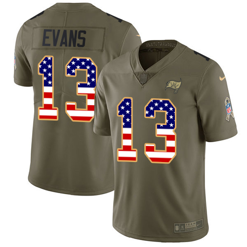 Nike Buccaneers #13 Mike Evans Olive/USA Flag Youth Stitched NFL Limited 2017 Salute to Service Jersey Nike Buccaneers #13 Mike Evans Olive/USA Flag Youth Stitched NFL Limited 2017 Salute to Service Jersey