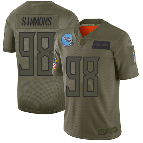 Nike Titans #98 Jeffery Simmons Camo Youth Stitched NFL Limited 2019 Salute to Service Jersey