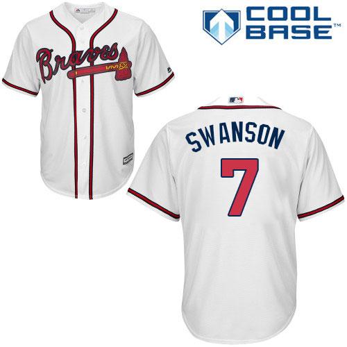 Braves #7 Dansby Swanson White Cool Base Stitched Youth MLB Jersey Braves #7 Dansby Swanson White Cool Base Stitched Youth MLB Jersey