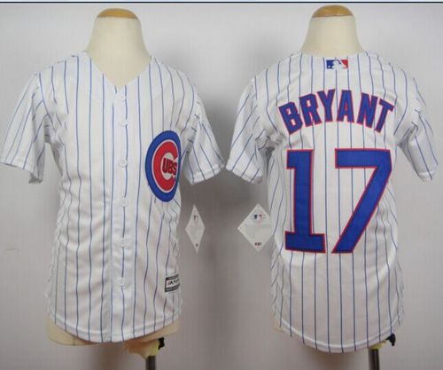 Cubs #17 Kris Bryant White(Blue Strip) Cool Base Stitched Youth MLB Jersey Cubs #17 Kris Bryant White(Blue Strip) Cool Base Stitched Youth MLB Jersey