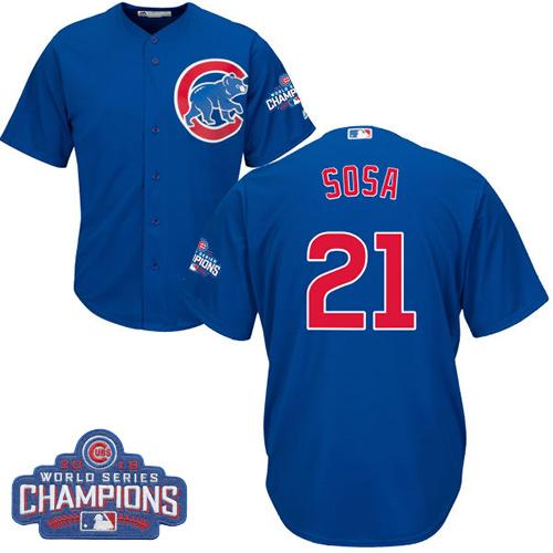 Cubs #21 Sammy Sosa Blue Alternate 2016 World Series Champions Stitched Youth MLB Jersey Cubs #21 Sammy Sosa Blue Alternate 2016 World Series Champions Stitched Youth MLB Jersey