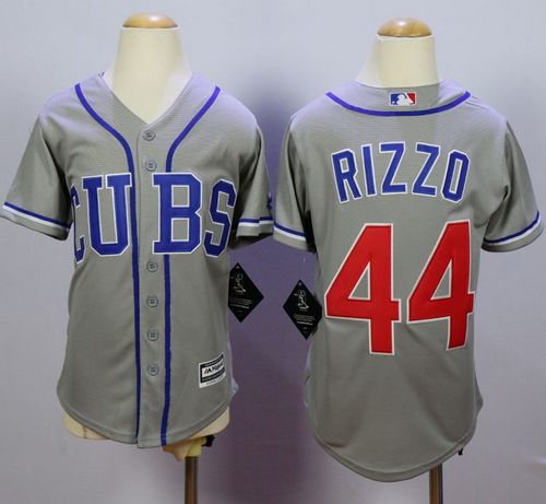 Cubs #44 Anthony Rizzo Grey Alternate Road Cool Base Stitched Youth MLB Jersey Cubs #44 Anthony Rizzo Grey Alternate Road Cool Base Stitched Youth MLB Jersey