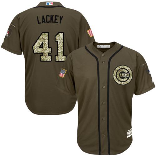 Cubs #41 John Lackey Green Salute to Service Stitched Youth MLB Jersey Cubs #41 John Lackey Green Salute to Service Stitched Youth MLB Jersey