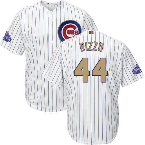 Cubs #44 Anthony Rizzo White(Blue Strip) 2017 Gold Program Cool Base Stitched Youth MLB Jersey Cubs #44 Anthony Rizzo White(Blue Strip) 2017 Gold Program Cool Base Stitched Youth MLB Jersey