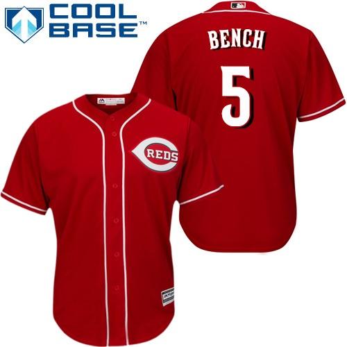 Reds #5 Johnny Bench Red Cool Base Stitched Youth MLB Jersey Reds #5 Johnny Bench Red Cool Base Stitched Youth MLB Jersey