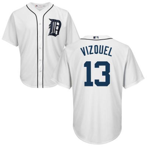 Tigers #13 Omar Vizquel White Cool Base Stitched Youth MLB Jersey Tigers #13 Omar Vizquel White Cool Base Stitched Youth MLB Jersey
