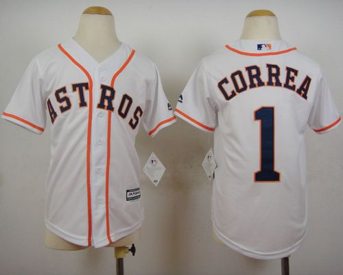 Astros #1 Carlos Correa White Cool Base Stitched Youth MLB Jersey Astros #1 Carlos Correa White Cool Base Stitched Youth MLB Jersey