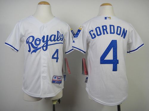 Royals #4 Alex Gordon White Cool Base Stitched Youth MLB Jersey Royals #4 Alex Gordon White Cool Base Stitched Youth MLB Jersey