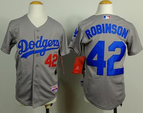 Dodgers #42 Jackie Robinson Grey Cool Base Stitched Youth MLB Jersey Dodgers #42 Jackie Robinson Grey Cool Base Stitched Youth MLB Jersey