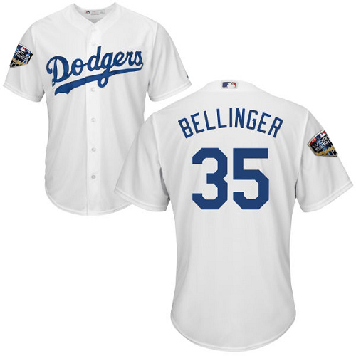 Dodgers #35 Cody Bellinger White Cool Base 2018 World Series Stitched Youth MLB Jersey Dodgers #35 Cody Bellinger White Cool Base 2018 World Series Stitched Youth MLB Jersey
