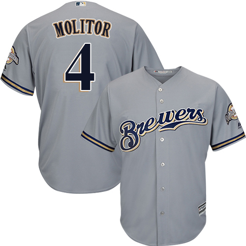 Brewers #4 Paul Molitor Grey Cool Base Stitched Youth MLB Jersey Brewers #4 Paul Molitor Grey Cool Base Stitched Youth MLB Jersey