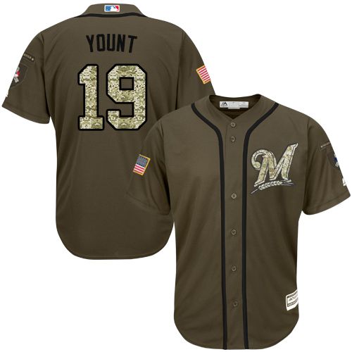 Brewers #19 Robin Yount Green Salute to Service Stitched Youth MLB Jersey Brewers #19 Robin Yount Green Salute to Service Stitched Youth MLB Jersey