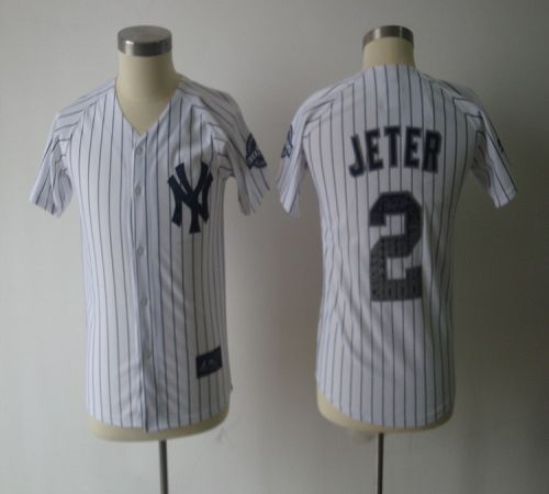 Yankees #2 Derek Jeter White Stitched Special Edition w/3000 Hits Patch Youth MLB Jersey Yankees #2 Derek Jeter White Stitched Special Edition w/3000 Hits Patch Youth MLB Jersey