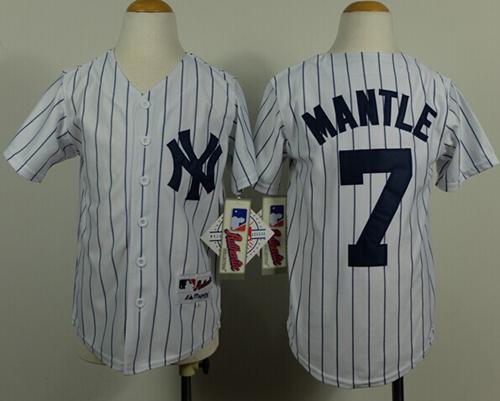 Yankees #7 Mickey Mantle White Stitched Youth Name Back MLB Jersey Yankees #7 Mickey Mantle White Stitched Youth Name Back MLB Jersey
