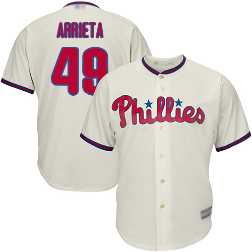 Phillies #49 Jake Arrieta Cream Cool Base Stitched Youth MLB Jersey Phillies #49 Jake Arrieta Cream Cool Base Stitched Youth MLB Jersey