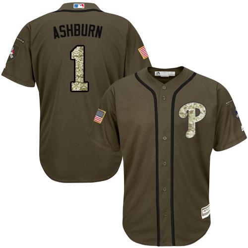 Phillies #1 Richie Ashburn Green Salute to Service Stitched Youth MLB Jersey Phillies #1 Richie Ashburn Green Salute to Service Stitched Youth MLB Jersey