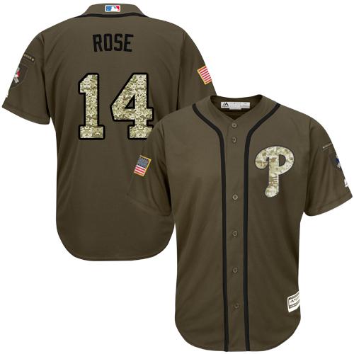 Phillies #14 Pete Rose Green Salute to Service Stitched Youth MLB Jersey Phillies #14 Pete Rose Green Salute to Service Stitched Youth MLB Jersey