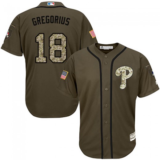 Phillies #18 Didi Gregorius Green Salute to Service Stitched Youth MLB Jersey Phillies #18 Didi Gregorius Green Salute to Service Stitched Youth MLB Jersey