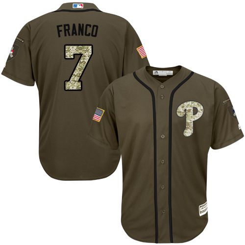 Phillies #7 Maikel Franco Green Salute to Service Stitched Youth MLB Jersey Phillies #7 Maikel Franco Green Salute to Service Stitched Youth MLB Jersey