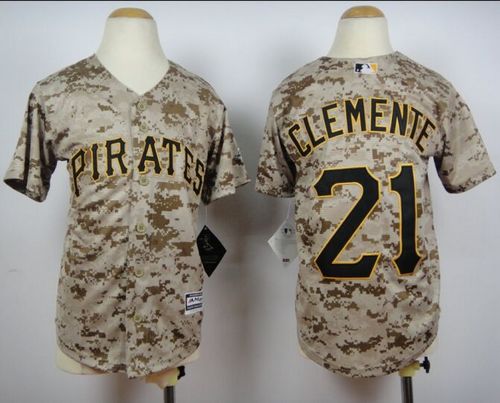 Pirates #21 Roberto Clemente Camo Cool Base Stitched Youth MLB Jersey Pirates #21 Roberto Clemente Camo Cool Base Stitched Youth MLB Jersey
