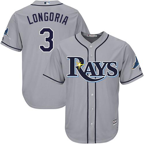 Rays #3 Evan Longoria Grey Cool Base Stitched Youth MLB Jersey Rays #3 Evan Longoria Grey Cool Base Stitched Youth MLB Jersey
