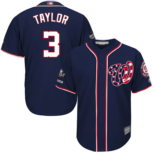 Nationals #3 Michael Taylor Navy Blue Cool Base 2019 World Series Champions Stitched Youth MLB Jersey Nationals #3 Michael Taylor Navy Blue Cool Base 2019 World Series Champions Stitched Youth MLB Jersey
