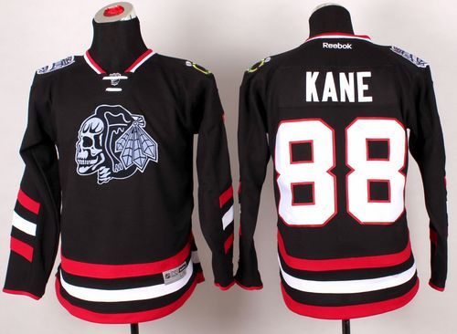 Blackhawks #88 Patrick Kane Black(White Skull) 2014 Stadium Series Stitched Youth NHL Jersey