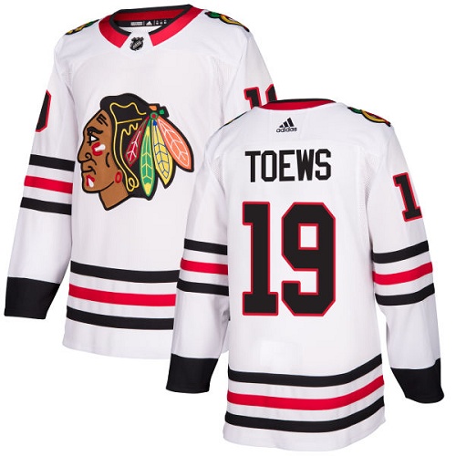 Adidas Blackhawks #19 Jonathan Toews White Road Authentic Stitched Youth NHL Jersey Adidas Blackhawks #19 Jonathan Toews White Road Authentic Stitched Youth NHL Jersey