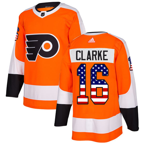 Adidas Flyers #16 Bobby Clarke Orange Home Authentic USA Flag Stitched Youth NHL Jersey Adidas Flyers #16 Bobby Clarke Orange Home Authentic USA Flag Stitched Youth NHL Jersey