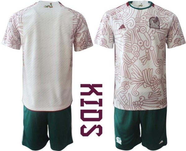 Youth Mexico Blank White Away Soccer Jersey Suit Youth Mexico Blank White Away Soccer Jersey Suit