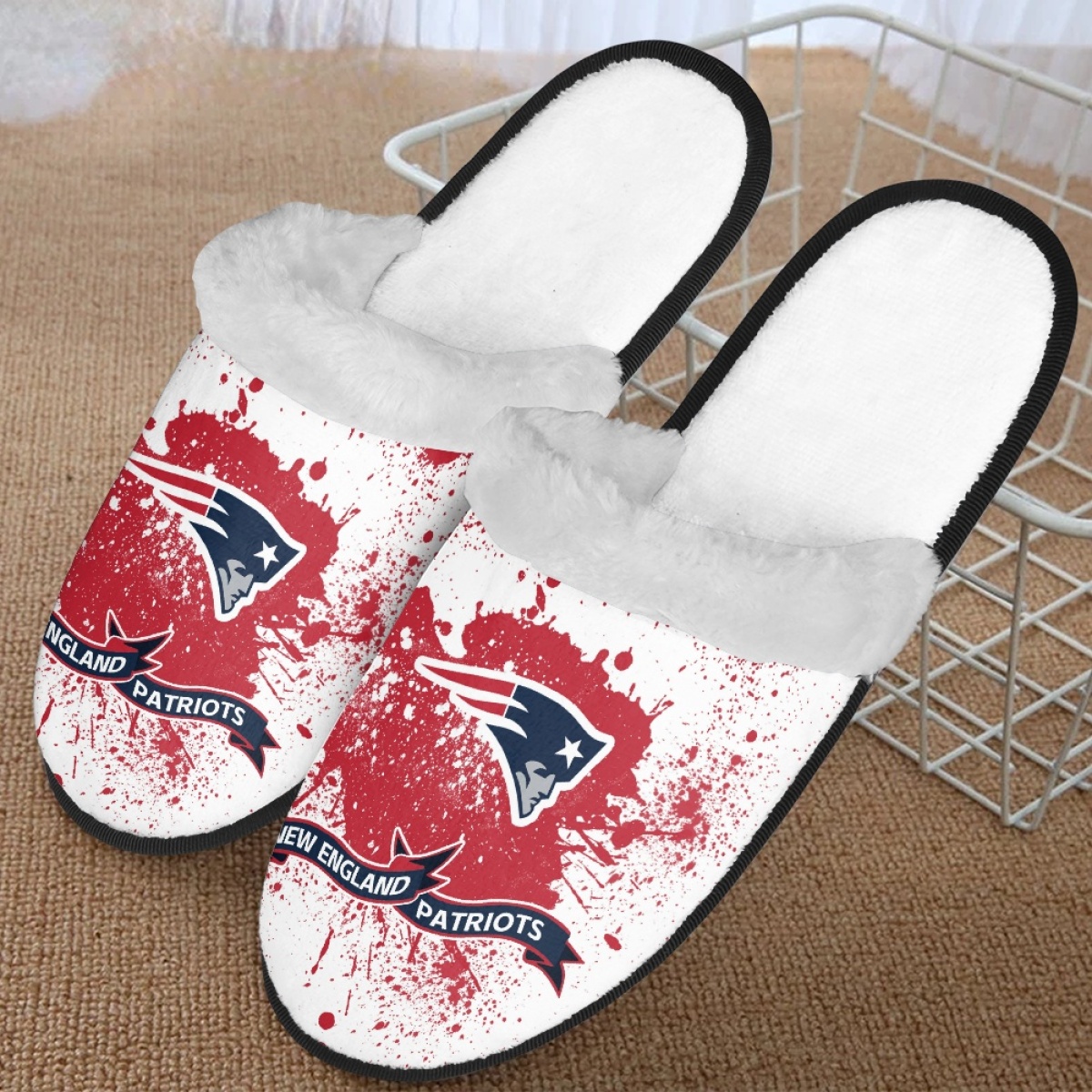 Men's New England Patriots Team Logo Staycation Slippers/Shoes(Pls check description for details) 002 Men's New England Patriots Team Logo Staycation Slippers/Shoes(Pls check description for details) 002
