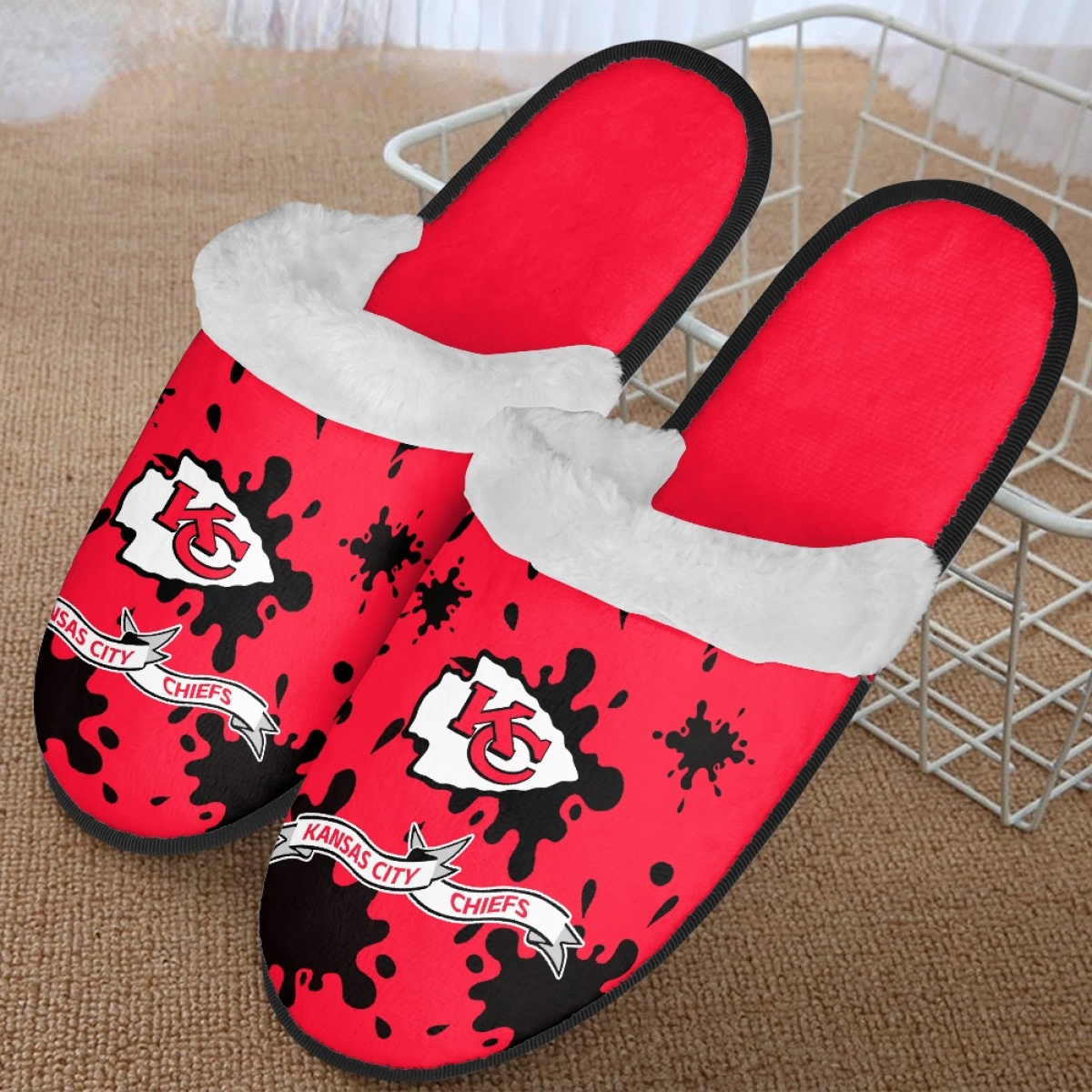 Men's Kansas City Chiefs Team Logo Staycation Slippers/Shoes(Pls check description for details) 001 Men's Kansas City Chiefs Team Logo Staycation Slippers/Shoes(Pls check description for details) 001