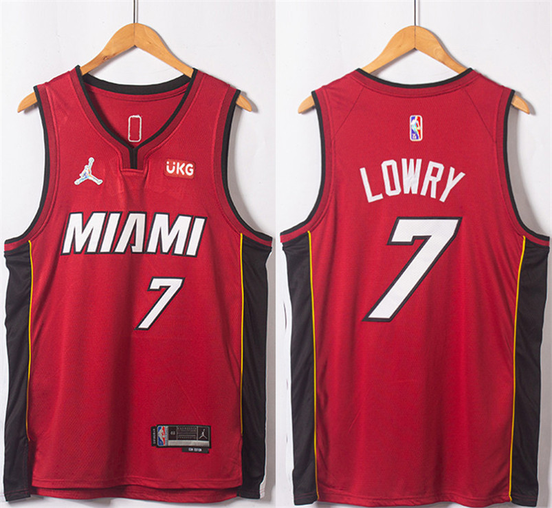 Men's Miami Heat #7 Kyle Lowry Red Statement Edition 75th Anniversary Stitched Jersey Men's Miami Heat #7 Kyle Lowry Red Statement Edition 75th Anniversary Stitched Jersey