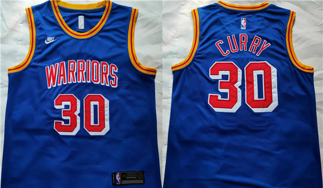 Men's Golden State Warriors #30 Stephen Curry Blue Stitched Basketball Jersey
