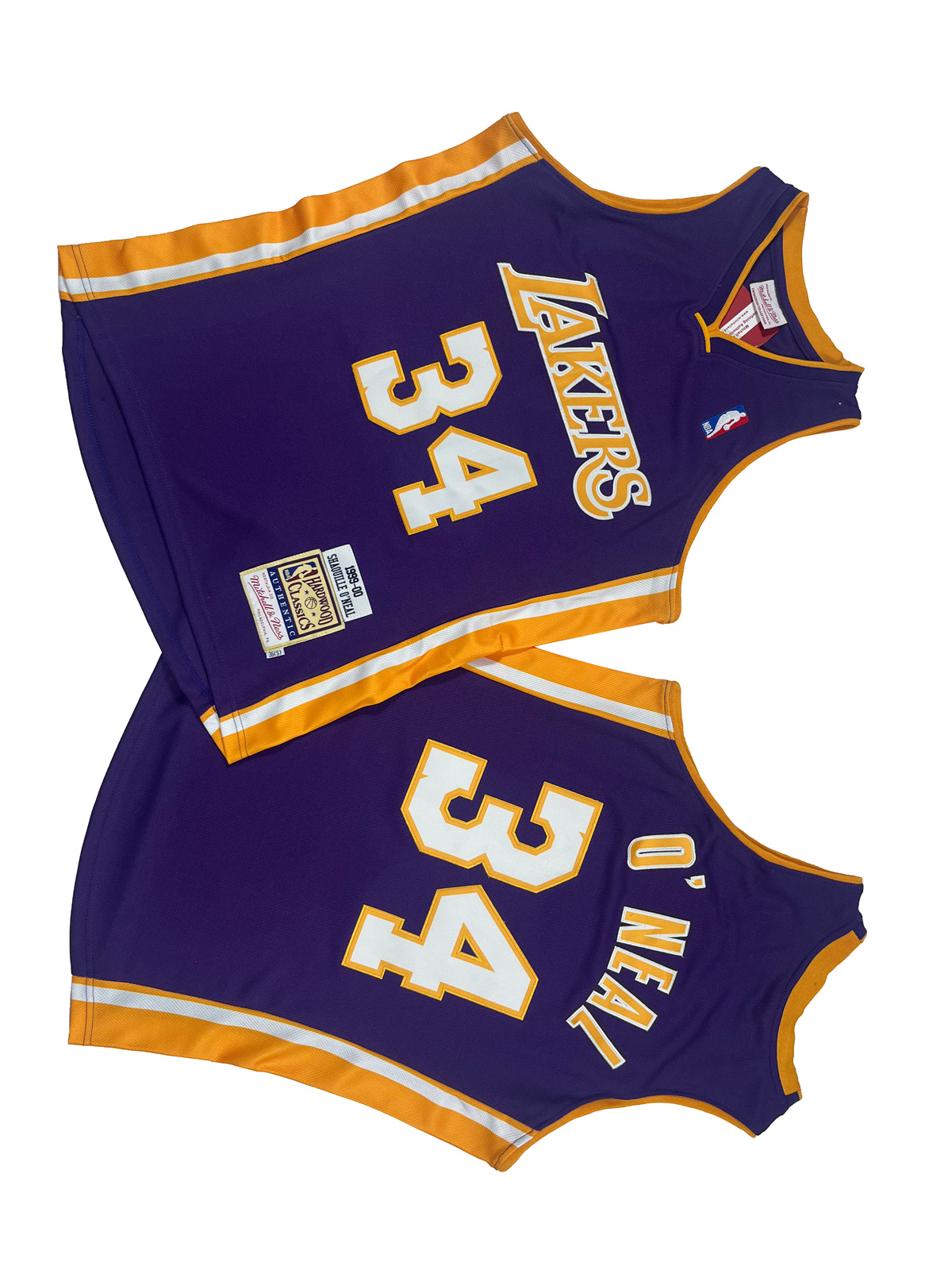 Men's Los Angeles Lakers #34 Shaquille O'Neal Purple 1999-00 Throwback basketball Jersey