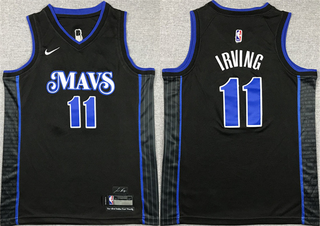 Youth Dallas Mavericks #11 Kyrie Irving Black City Edition Stitched Basketball Jersey Youth Dallas Mavericks #11 Kyrie Irving Black City Edition Stitched Basketball Jersey