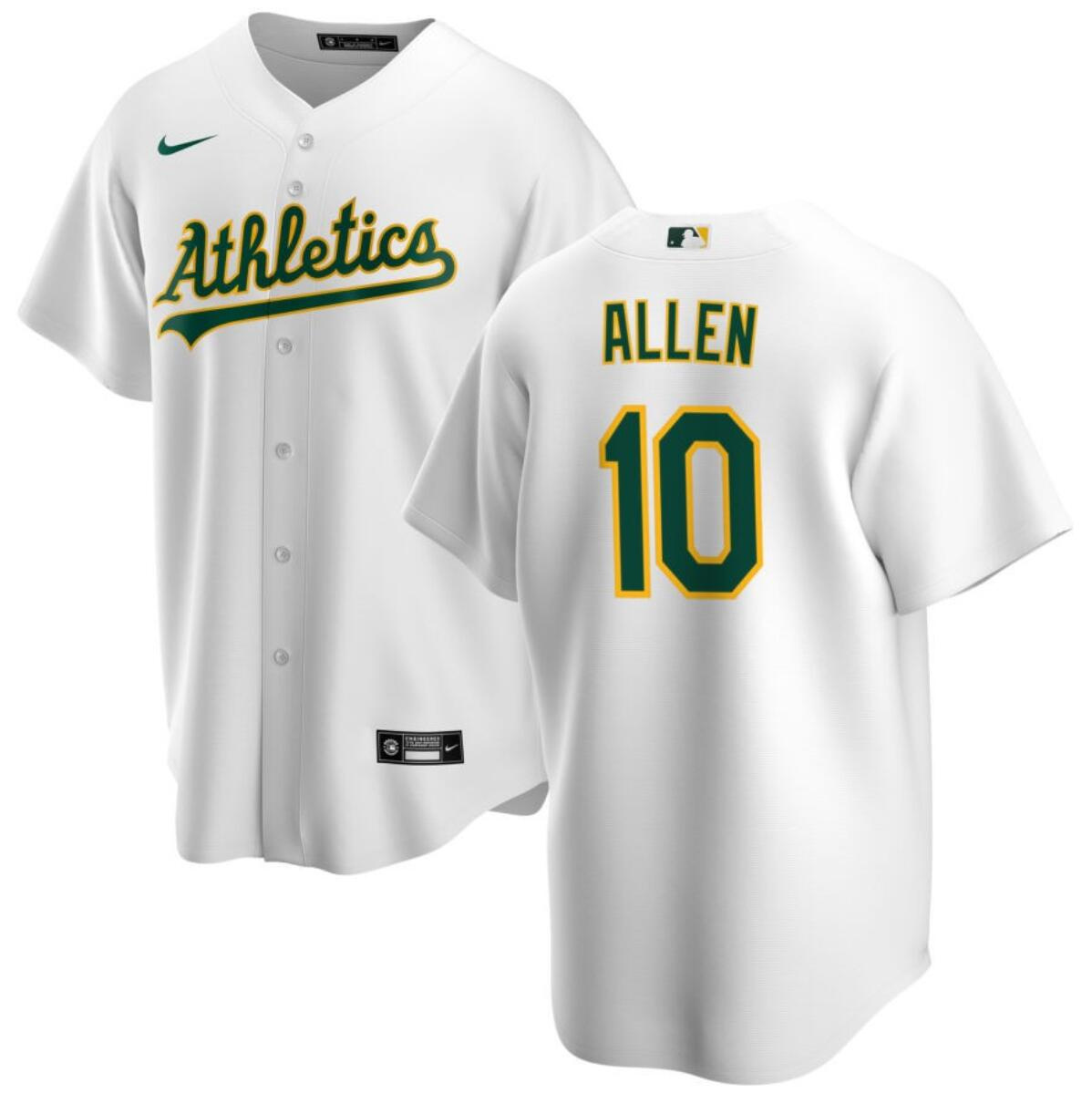 Men's Oakland Athletics #10 Nick Allen White Cool Base Stitched Jersey Men's Oakland Athletics #10 Nick Allen White Cool Base Stitched Jersey
