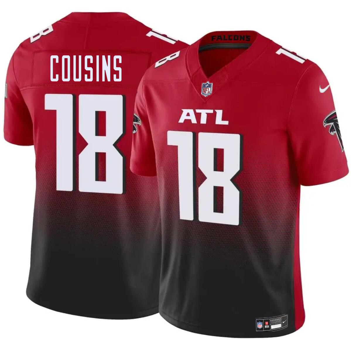 Youth Atlanta Falcons #18 Kirk Cousins Red/Black 2023 F.U.S.E. Vapor Untouchable Limited Stitched Football Jersey Youth Atlanta Falcons #18 Kirk Cousins Red/Black 2023 F.U.S.E. Vapor Untouchable Limited Stitched Football Jersey