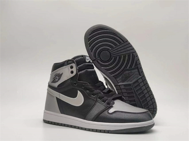 Men's Running Weapon Air Jordan 1 Black/Grey Shoes 0589