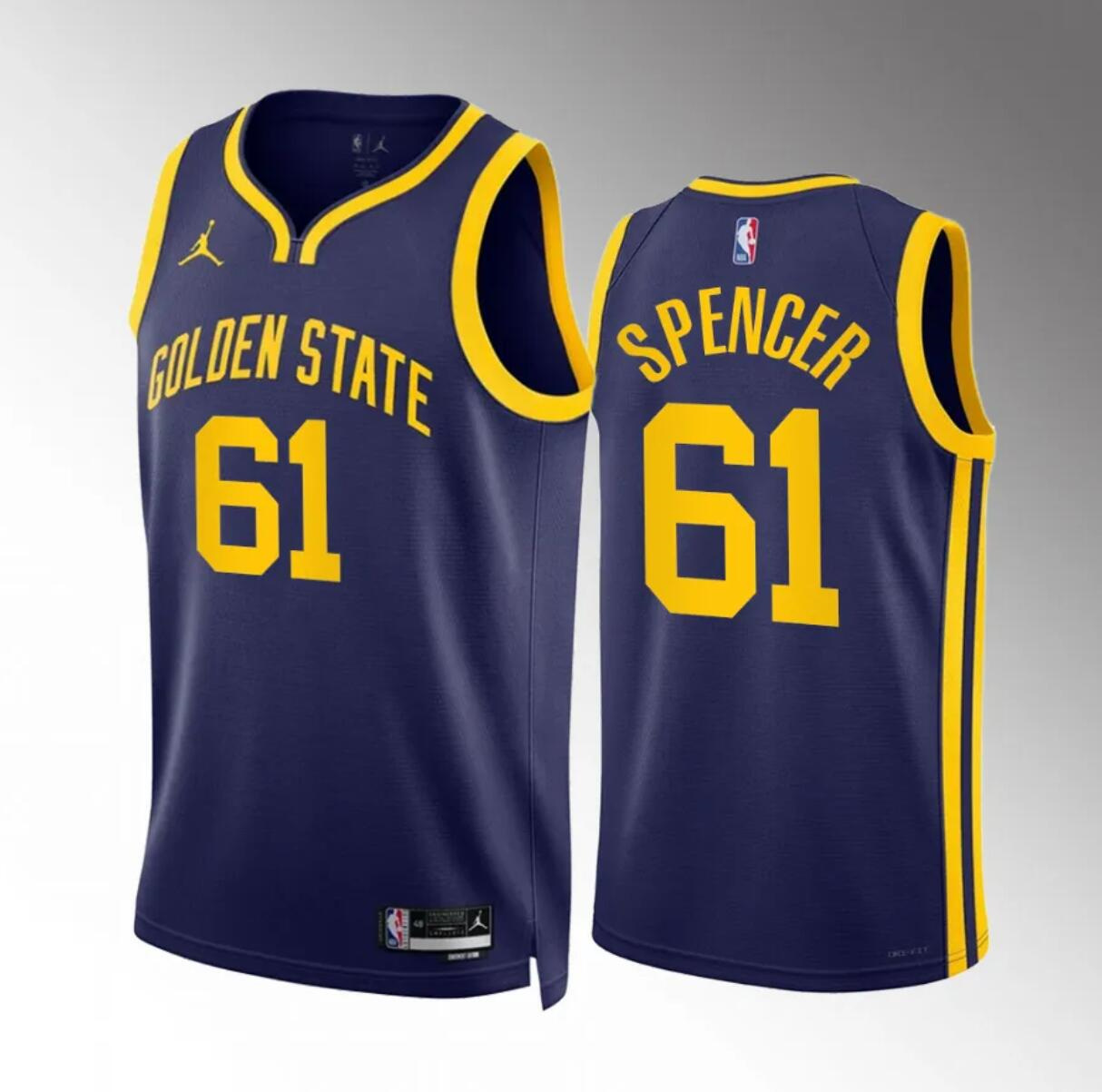 Men's Golden State Warriors #61 Pat Spencer Navy Statement Edition Stitched Basketball Jersey Men's Golden State Warriors #61 Pat Spencer Navy Statement Edition Stitched Basketball Jersey