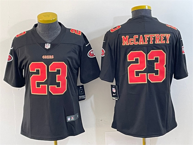 Women's San Francisco 49ers #23 Christian McCaffrey Black Stitched Jersey(Run Small) Women's San Francisco 49ers #23 Christian McCaffrey Black Stitched Jersey(Run Small)