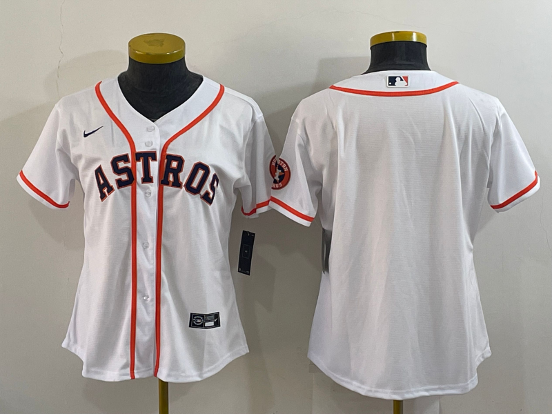 Women's Houston Astros White With Patch Cool Base Stitched Baseball Jersey(Run Small) Women's Houston Astros White With Patch Cool Base Stitched Baseball Jersey(Run Small)