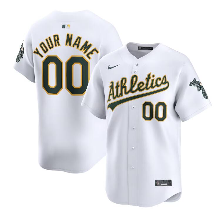 Men's Oakland Athletics Customized White Home Limited Stitched Jersey Men's Oakland Athletics Customized White Home Limited Stitched Jersey