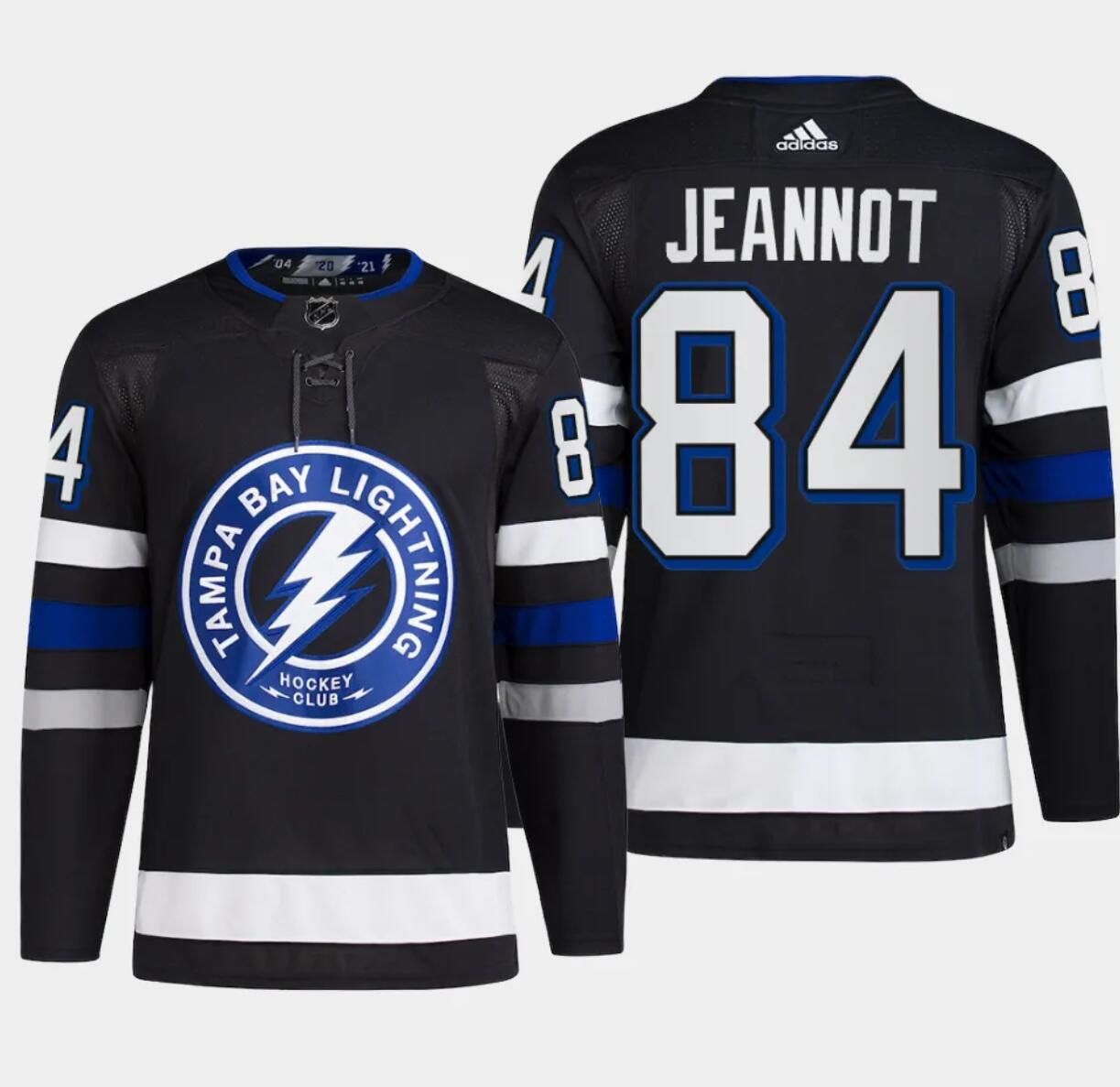 Men's Tampa Bay Lightning #84 Tanner Jeannot Black Alternate Premier Breakaway Stitched Jersey Men's Tampa Bay Lightning #84 Tanner Jeannot Black Alternate Premier Breakaway Stitched Jersey